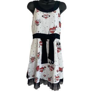 Sourpuss Tattoo Flash Dress Sleeveless Tank Womens Size Large Punk Retro Pinup